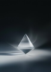 Fototapeta premium A clear glass pyramid is sitting on a table