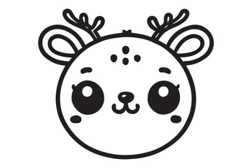 Cute cartoon reindeer face line art