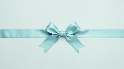 A delicate aqua blue satin ribbon with a stylish bow, elegantly displayed on a soft pastel background, perfect for gift wrapping or decoration.