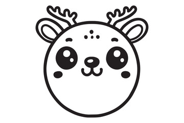 Cute cartoon reindeer face line art