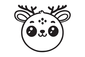 Cute cartoon reindeer face line art