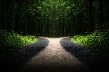 Fototapeta premium Exploring choices in a forest: a journey through addiction and recovery pathways