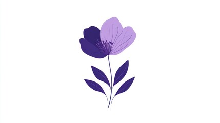 Purple flower design, minimalist style, white background, floral illustration, website decor