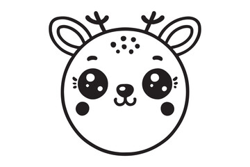 Cute cartoon reindeer face line art