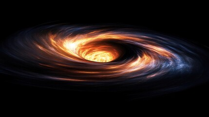 A captivating view of a swirling black hole in deep space, showcasing vibrant orange and blue hues.