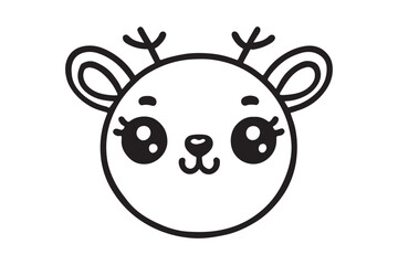 Obraz premium Cute cartoon reindeer face line art