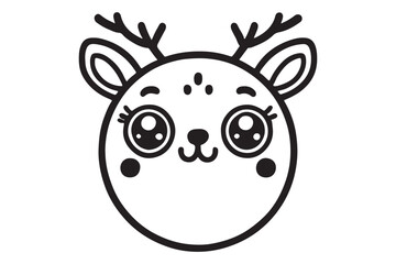 Obraz premium Cute cartoon reindeer face line art