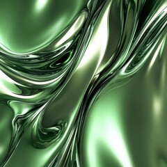 Obraz premium Stunning Abstract Green Liquid Metal Art. A mesmerizing display of fluid motion and smooth green surfaces. A perfect digital art piece for backgrounds, wallpapers, or prints.