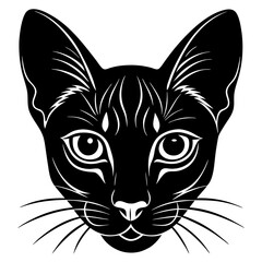 abyssinian cat head black silhouette vector with white background, head silhouette, Pet animal silhouette