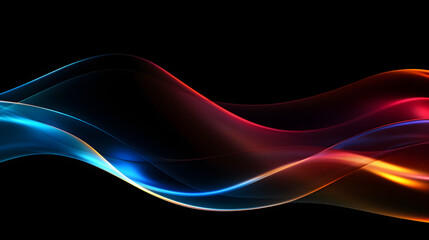 Fototapeta premium Neon Waves Curved on Black Background for Wallpaper, Template, Backdrop