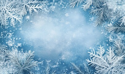Snow texture, winter background with copy space