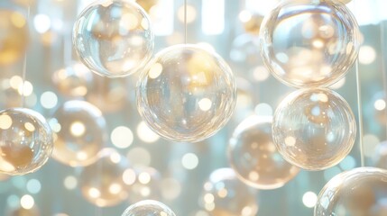 3d render of abstract art 3d background with surreal motion moving festive wavy party balls sphere particles liquid substance in blue purple yellow gradient color