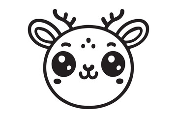 Cute cartoon reindeer face line art