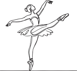 Simple Yet Beautiful Ballet Dancer Line Art Illustration