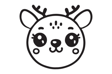 Obraz premium Cute cartoon reindeer face line art