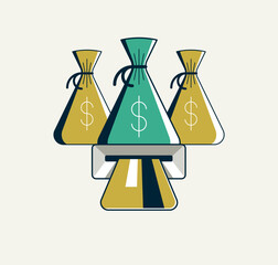 Cash withdrawal from ATM vector detailed icon, cash out from credit card.