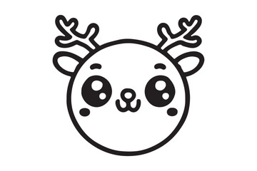 Obraz premium Cute cartoon reindeer face line art