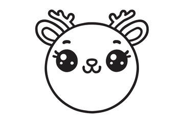 Cute cartoon reindeer face line art