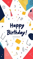Abstract Colorful Birthday Card Design Featuring Geometric Shapes