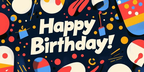 Happy Birthday Celebration Colorful Abstract Design
