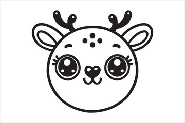 Obraz premium Cute cartoon reindeer face line art