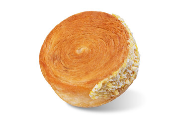 Croissant roll with mango on a white isolated background