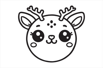 Obraz premium Cute cartoon reindeer face line art