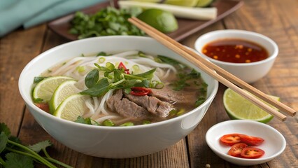 Authentic Vietnamese Pho with Fresh Herbs