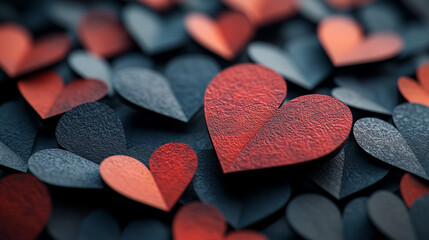 Obraz premium Colorful hearts arranged artfully on a textured surface create a vibrant display