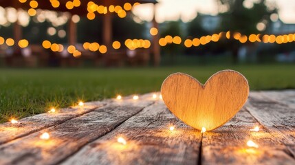 Fototapeta premium A wooden heart sitting on top of a wooden table