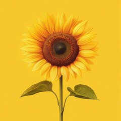A Vibrant Sunflower Against A Yellow Background