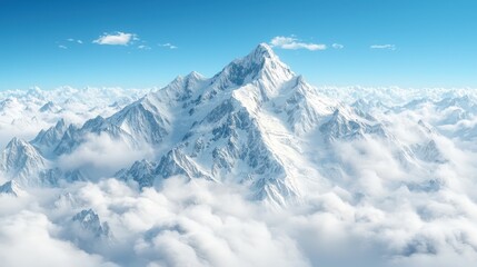 Fototapeta premium A view of a mountain range above the clouds