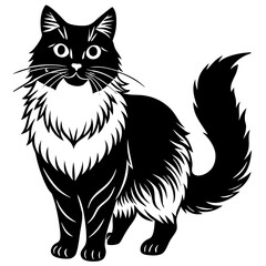 ragdoll cat black silhouette vector with white background, Pet animal silhouette