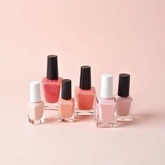 Elegant Harmony A Serene Array of Nail Polish Bottles on Pastel