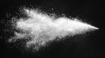 White powder explosion on black background.