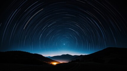 A starry night sky with a large, dark circle in the center