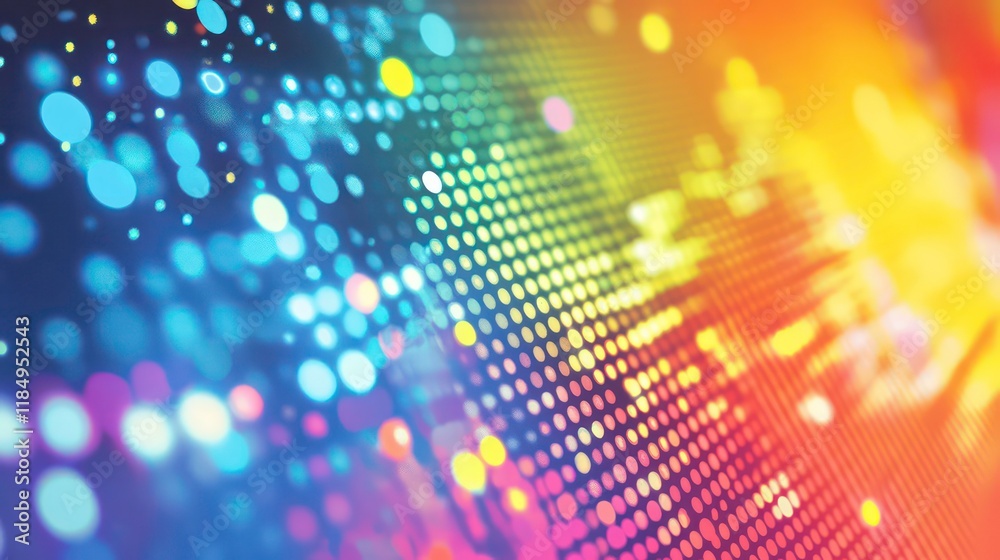 Aufkleber Abstract colorful light bokeh background with vibrant dot pattern.