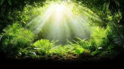 Obraz premium The sun is shining through the trees in the jungle