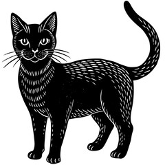 russian blue cat black silhouette vector with white background, Pet animal silhouette