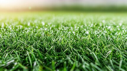 Fototapeta premium a close up of a green grass field with water droplets