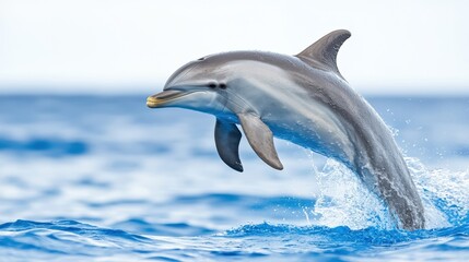 Fototapeta premium A dolphin jumping out of the water in the ocean