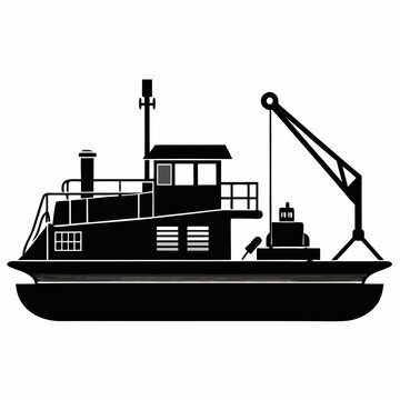 recommend clip art: Minimalist Suction Dredger Silhouette Vector