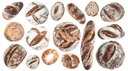 Obraz premium collection of different breads isolated on white
