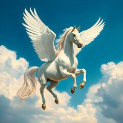 Pegasus on sky background