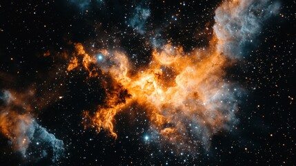 A breathtaking view of a colorful nebula surrounded by twinkling stars in deep space.