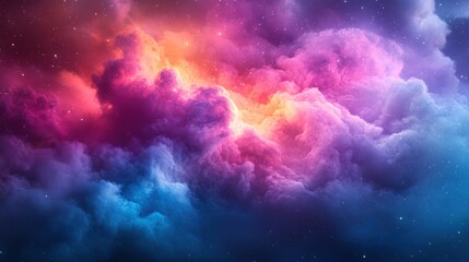 Vibrant cosmic clouds in a mesmerizing blend of purple, pink, and blue hues, creating a dreamy starry backdrop.