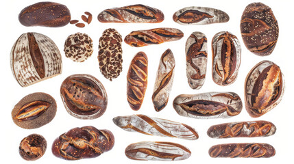 Obraz premium collection of different breads isolated on white