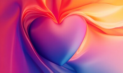 This is a stylized digital image featuring an abstract heart shape with a vibrant gradient background and textured appearance.