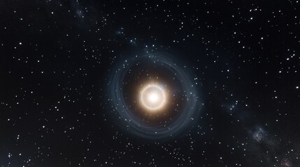 Obraz premium A radiant star surrounded by a mesmerizing cosmic ring in the depths of space.