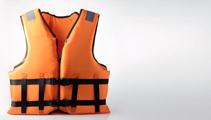 life jacket, preserver, vest, saver, belt, Mae West, cork jacket, buoyancy aid or flotation suit is worn by a user to prevent the wearer from drowning in a body of water. Isolated on white background